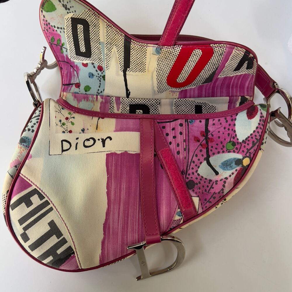 Vintage Christian Dior Canvas Filth Saddle Bag - Picture 6 of 9